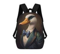 sinyumoney Backpacks Dapper Duck Portrait Kids School Backpack School Bag 3D Printed School Bags for Boys Elementary And Middle School Students 17inch