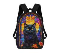 sinyumoney Backpacks Dashing Black Cat Kids School Backpack School Bag 3D Printed School Bags for Boys Elementary And Middle School Students 17inch