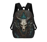sinyumoney Backpacks Deer Skull with Antlers Artwork Kids School Backpack School Bag 3D Printed School Bags for Boys Elementary And Middle School Students 17inch