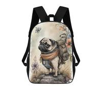 sinyumoney Backpacks Delightful Pug Dog Kids School Backpack School Bag 3D Printed School Bags for Boys Elementary And Middle School Students 17inch