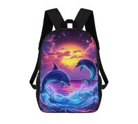 sinyumoney Backpacks Dolphin Sunset Kids School Backpack School Bag 3D Printed School Bags for Boys Elementary And Middle School Students 17inch