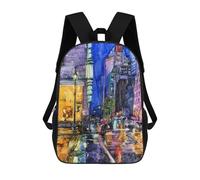 sinyumoney Backpacks Downtown Montreal in Rain Kids School Backpack School Bag 3D Printed School Bags for Boys Elementary And Middle School Students 17inch
