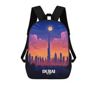 sinyumoney Backpacks Dubai Skyline at Sunset Kids School Backpack School Bag 3D Printed School Bags for Boys Elementary And Middle School Students 17inch