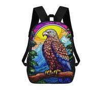 sinyumoney Backpacks Eagle Colorful Stained Gla Kids School Backpack School Bag 3D Printed School Bags for Boys Elementary And Middle School Students 17inch