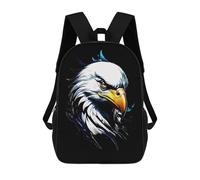 sinyumoney Backpacks Eagle Head Portrait on Black Background Kids School Backpack School Bag 3D Printed School Bags for Boys Elementary And Middle School Students 17inch