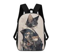sinyumoney Backpacks Edo Cat Geisha Kids School Backpack School Bag 3D Printed School Bags for Boys Elementary And Middle School Students 17inch