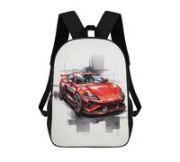 sinyumoney Backpacks Electrifying Red Car Kids School Backpack School Bag 3D Printed School Bags for Boys Elementary And Middle School Students 17inch