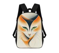 sinyumoney Backpacks Elegant Cat Vector Portrait with Green Eyes Kids School Backpack School Bag 3D Printed School Bags for Boys Elementary And Middle School Students 17inch