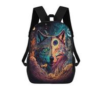 sinyumoney Backpacks Enchanted Wolf Portrait -14 Kids School Backpack School Bag 3D Printed School Bags for Boys Elementary And Middle School Students 17inch