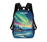 sinyumoney Backpacks Fairbanks Alaska Aurora Borealis Kids School Backpack School Bag 3D Printed School Bags for Boys Elementary And Middle School Students 17inch