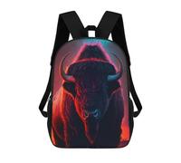 sinyumoney Backpacks Fiery Bison Portrait Kids School Backpack School Bag 3D Printed School Bags for Boys Elementary And Middle School Students 17inch