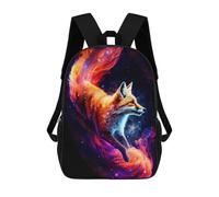 sinyumoney Backpacks Flaming Fox in Space Kids School Backpack School Bag 3D Printed School Bags for Boys Elementary And Middle School Students 17inch