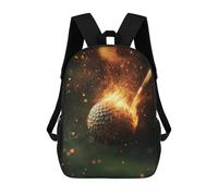 sinyumoney Backpacks Flaming Golf Ball Kids School Backpack School Bag 3D Printed School Bags for Boys Elementary And Middle School Students 17inch