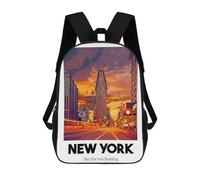 sinyumoney Backpacks Flat Iron Building Kids School Backpack School Bag 3D Printed School Bags for Boys Elementary And Middle School Students 17inch