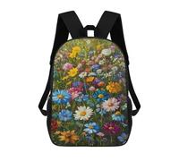 sinyumoney Backpacks Floral Wildflower Field Kids School Backpack School Bag 3D Printed School Bags for Boys Elementary And Middle School Students 17inch
