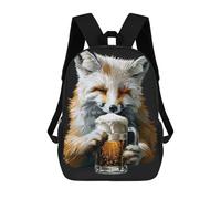 sinyumoney Backpacks FOX Beer Kids School Backpack School Bag 3D Printed School Bags for Boys Elementary And Middle School Students 17inch