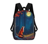 sinyumoney Backpacks Fox Under The Full Moon Kids School Backpack School Bag 3D Printed School Bags for Boys Elementary And Middle School Students 17inch