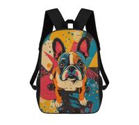 sinyumoney Backpacks French Bulldog Wall Art Colorful Bulldog Pop Art Kids School Backpack School Bag 3D Printed School Bags for Boys Elementary And Middle School Students 17inch