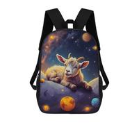 sinyumoney Backpacks Goat Kid Lying Space Kids School Backpack School Bag 3D Printed School Bags for Boys Elementary And Middle School Students 17inch