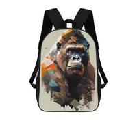 sinyumoney Backpacks Gorilla Geometric Art Kids School Backpack School Bag 3D Printed School Bags for Boys Elementary And Middle School Students 17inch