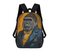 sinyumoney Backpacks Gorilla in Suit Kids School Backpack School Bag 3D Printed School Bags for Boys Elementary And Middle School Students 17inch