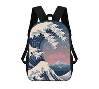 sinyumoney Backpacks Great Wave Print Kids School Backpack School Bag 3D Printed School Bags for Boys Elementary And Middle School Students 17inch