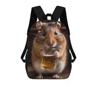 sinyumoney Backpacks Hamster Drinking Beer Kids School Backpack School Bag 3D Printed School Bags for Boys Elementary And Middle School Students 17inch