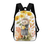 sinyumoney Backpacks Hedgehog with Coffee in Autumn Kids School Backpack School Bag 3D Printed School Bags for Boys Elementary And Middle School Students 17inch