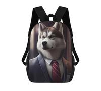 sinyumoney Backpacks Husky Dog Suit Animal Kids School Backpack School Bag 3D Printed School Bags for Boys Elementary And Middle School Students 17inch
