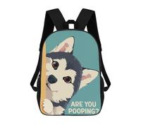sinyumoney Backpacks Husky Peeking Are You Pooping Kids School Backpack School Bag 3D Printed School Bags for Boys Elementary And Middle School Students 17inch