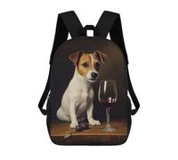 sinyumoney Backpacks Jack Russell Terrier Wine Kids School Backpack School Bag 3D Printed School Bags for Boys Elementary And Middle School Students 17inch