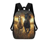 sinyumoney Backpacks,Kids School Backpack,3D Printed 2 Horses Running in Field Children Backpacks,Kids Kindergarten Cute Travel Bags Casual Daypack for Boys School Students 17inch