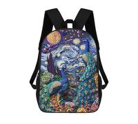 sinyumoney Backpacks,Kids School Backpack,3D Printed A Pair of Peacocks Abstrac Children Backpacks,Kids Kindergarten Cute Travel Bags Casual Daypack for Boys School Students 17inch