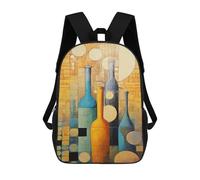 sinyumoney Backpacks,Kids School Backpack,3D Printed Abstract Bottle Still Life Children Backpacks,Kids Kindergarten Cute Travel Bags Casual Daypack for Boys School Students 17inch