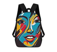 sinyumoney Backpacks,Kids School Backpack,3D Printed Abstract Colorful Face Art Children Backpacks,Kids Kindergarten Cute Travel Bags Casual Daypack for Boys School Students 17inch