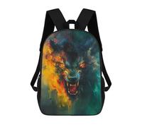 sinyumoney Backpacks,Kids School Backpack,3D Printed Abstract Wolf Portrait Children Backpacks,Kids Kindergarten Cute Travel Bags Casual Daypack for Boys School Students 17inch