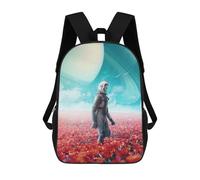 sinyumoney Backpacks,Kids School Backpack,3D Printed Alien in A Poppy Field Children Backpacks,Kids Kindergarten Cute Travel Bags Casual Daypack for Boys School Students 17inch