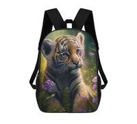 sinyumoney Backpacks,Kids School Backpack,3D Printed Baby Tiger in Flowers Children Backpacks,Kids Kindergarten Cute Travel Bags Casual Daypack for Boys School Students 17inch