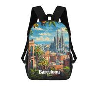 sinyumoney Backpacks,Kids School Backpack,3D Printed Barcelona Spain Cityscape Children Backpacks,Kids Kindergarten Cute Travel Bags Casual Daypack for Boys School Students 17inch