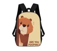 sinyumoney Backpacks,Kids School Backpack,3D Printed Beaver Peeking Are You Pooping Children Backpacks,Kids Kindergarten Cute Travel Bags Casual Daypack for Boys School Students 17inch