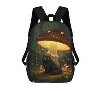 sinyumoney Backpacks,Kids School Backpack,3D Printed Black Cat And Glowing Mushroom Children Backpacks,Kids Kindergarten Cute Travel Bags Casual Daypack for Boys School Students 17inch
