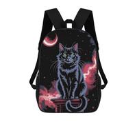 sinyumoney Backpacks,Kids School Backpack,3D Printed Black Cat Under Crescent Moon Art Children Backpacks,Kids Kindergarten Cute Travel Bags Casual Daypack for Boys School Students 17inch