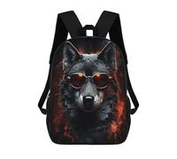 sinyumoney Backpacks,Kids School Backpack,3D Printed Black Wolf in Sunglasses Children Backpacks,Kids Kindergarten Cute Travel Bags Casual Daypack for Boys School Students 17inch