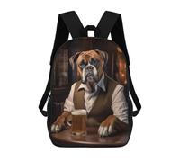 sinyumoney Backpacks,Kids School Backpack,3D Printed Boxer Dog in The Pub Children Backpacks,Kids Kindergarten Cute Travel Bags Casual Daypack for Boys School Students 17inch