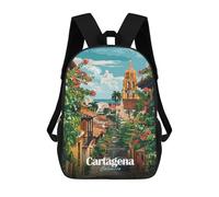 sinyumoney Backpacks,Kids School Backpack,3D Printed Cartagena, Colombia Street View Illustration Children Backpacks,Kids Kindergarten Cute Travel Bags Casual Daypack for Boys School Students 17inch