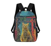 sinyumoney Backpacks,Kids School Backpack,3D Printed Cat Japan Children Backpacks,Kids Kindergarten Cute Travel Bags Casual Daypack for Boys School Students 17inch