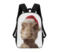 sinyumoney Backpacks,Kids School Backpack,3D Printed Christmas Dinosaur with Santa Hat Children Backpacks,Kids Kindergarten Cute Travel Bags Casual Daypack for Boys School Students 17inch