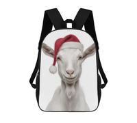 sinyumoney Backpacks,Kids School Backpack,3D Printed Christmas Goat Wearing Santa Hat Children Backpacks,Kids Kindergarten Cute Travel Bags Casual Daypack for Boys School Students 17inch