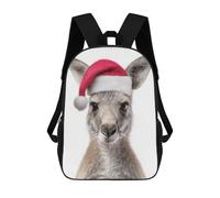 sinyumoney Backpacks,Kids School Backpack,3D Printed Christmas Kangaroo with Santa Hat Portrait Children Backpacks,Kids Kindergarten Cute Travel Bags Casual Daypack for Boys School Students 17inch