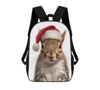 sinyumoney Backpacks,Kids School Backpack,3D Printed Christmas Squirrel Wearing A Santa Hat Children Backpacks,Kids Kindergarten Cute Travel Bags Casual Daypack for Boys School Students 17inch
